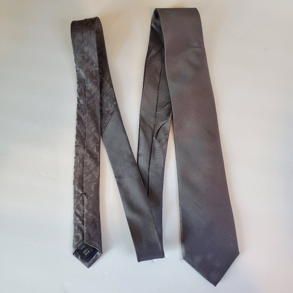 Michael Kors neck tie, 100% silk grey with logo on bottom half